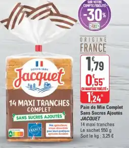 G20 Pain de mie complet sans sucres ajoutés jacquet offre