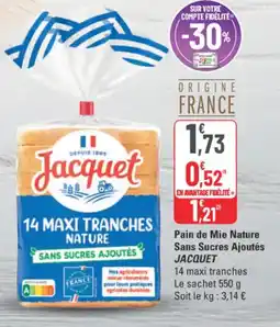 G20 Pain de mie nature sans sucres ajoutés jacquet offre