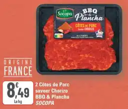 G20 2 côtes de porc saveur chorizo bbq & plancha socopa offre