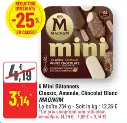 G20 6 mini bâtonnets classic amande chocolat blanc magnum offre