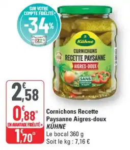 G20 Cornichons recette paysanne aigres-doux kühne offre