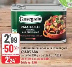G20 Ratatouille cuisinée à la provençale cassegrain offre