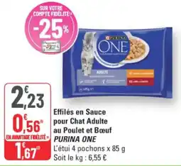 G20 Effilés en sauce pour chat adulte au poulet et bœuf purina one offre