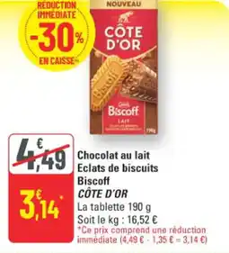 G20 Chocolat au lait eclats de biscuits biscoff côte d'or offre