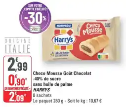 G20 Choco mousse goût chocolat -40% de sucre sans huile de palme harrys offre