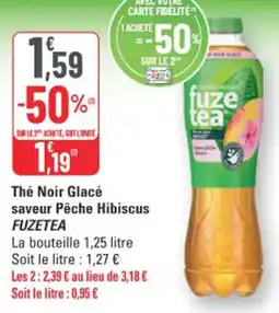 G20 Thé noir glacé saveur pêche hibiscus fuzetea offre