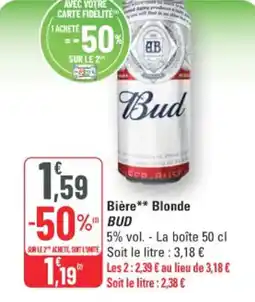G20 Bière blonde bud offre