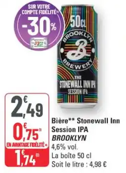 G20 Bière stonewall inn session ipa brooklyn offre