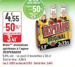 G20 Bière aromatisée spiritueux à l'agave desperados offre