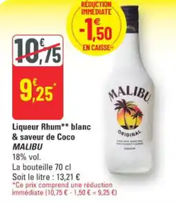 G20 Liqueur rhum blanc & saveur de coco malibu offre