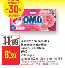 G20 Lessive en capsules essences naturelles rose & lilas blanc omo offre