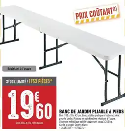 Brico Cash Banc de jardin pliable 6 pieds offre