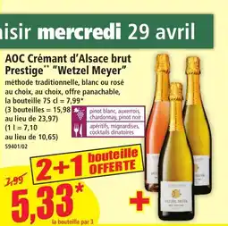 Norma Aoc crémant d'alsace brut prestige wetzel meyer offre