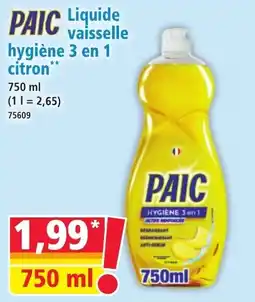 Norma Paic liquide vaisselle hygiène 3 en 1 citron offre