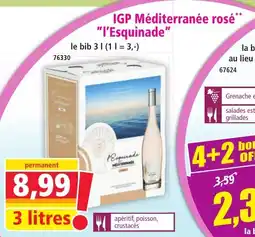 Norma Igp méditerranée i'esquinade offre