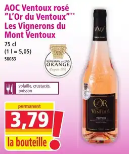 Norma Aoc ventoux rosé l'or du ventoux les vignerons du mont ventoux offre