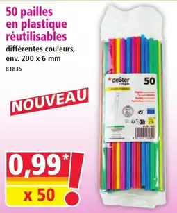 Norma 50 pailles en plastique réutilisables offre