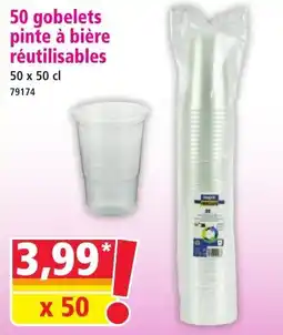 Norma 50 gobelets pinte à bière réutilisables offre