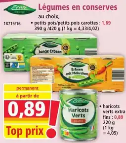 Norma Légumes en conserves offre