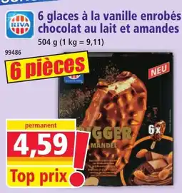 Norma 6 glaces à la vanille enrobés chocolat au lait et amandes offre