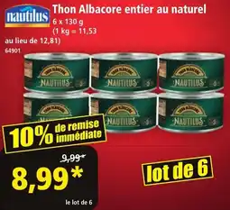 Norma Thon albacore entier au naturel nautilus offre