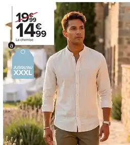 Carrefour Chemise rayure en lin col mao homme offre