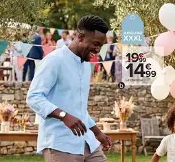 Carrefour Chemise en lin col mao homme offre