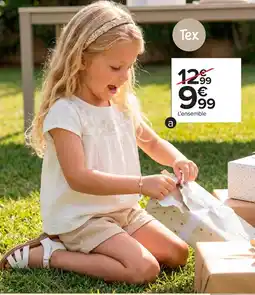 Carrefour Ensemble t-shirt + short fille offre