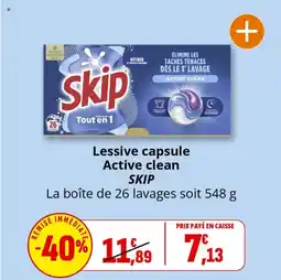 Coccinelle Express SKIP Lessive capsule Active clean offre
