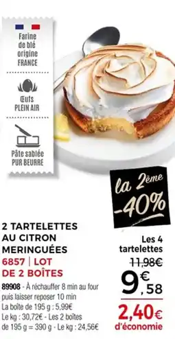 Thiriet 2 TARTELETTES AU CITRON MERINGUÉES offre