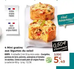 Thiriet 4 Mini gratins aux légumes du soleil offre