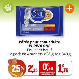 Coccinelle Express PURINA ONE Pâtée pour chat adulte offre