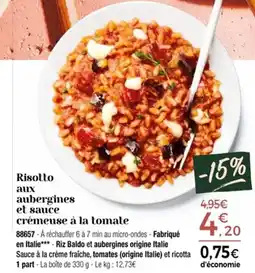 Thiriet Risotto aux aubergines et sauce crémeuse à la tomate offre