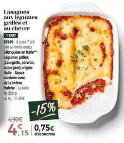 Thiriet Lasagnes aux légumes grillés et au chèvre offre
