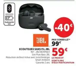 Super U Ecouteurs sans fil JBL offre