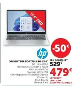 Super U ORDINATEUR PORTABLE HP 15,6 offre