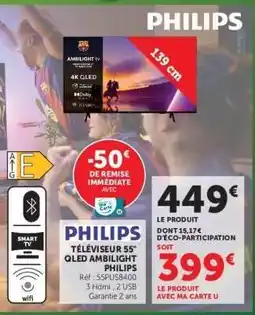 Hyper U PHILIPS TÉLÉVISEUR 55'' QLED AMBILIGHT offre