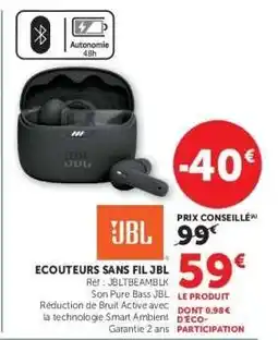 Hyper U Ecouteurs sans fil JBL offre