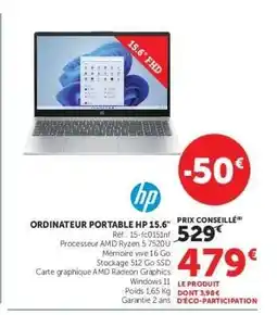Hyper U ORDINATEUR PORTABLE HP 15,6 offre