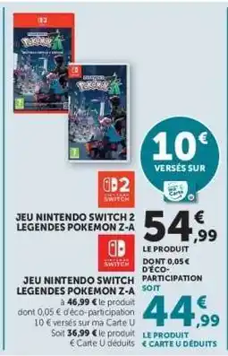 Hyper U JEU NINTENDO SWITCH 2 LEGENDES POKEMON Z-A offre