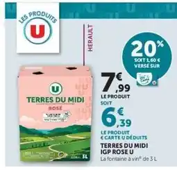 Hyper U TERRES DU MIDI IGP ROSÉ U offre