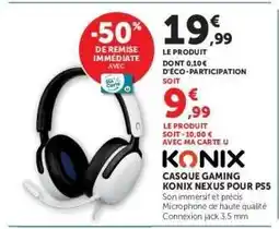 Hyper U KONIX CASQUE GAMING KONIX NEXUS POUR PS5 offre