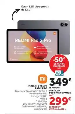 Hyper U Tablette Redmi Pad 2 Pro offre