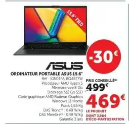 Hyper U ORDINATEUR PORTABLE ASUS 15.6” offre
