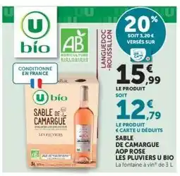 Hyper U Sable de Camargue AOP Rosé Les Pluviers U Bio offre