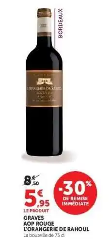 Hyper U GRAVES AOP ROUGE L'ORANGERIE DE RAHOUL offre