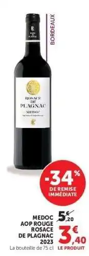Hyper U MEDOC AOP ROUGE ROSACE DE PLAGNAC 2023 offre