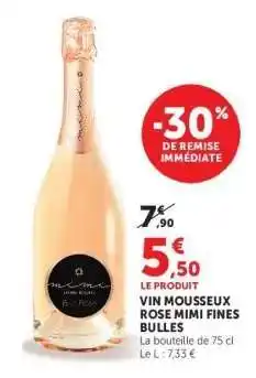 Hyper U VIN MOUSSEUX ROSE MIMI FINES BULLES offre