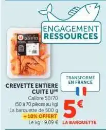 Hyper U CREVETTE ENTIERE CUITE U offre