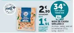 Hyper U NOIX DE CAJOU GRILLÉES U offre